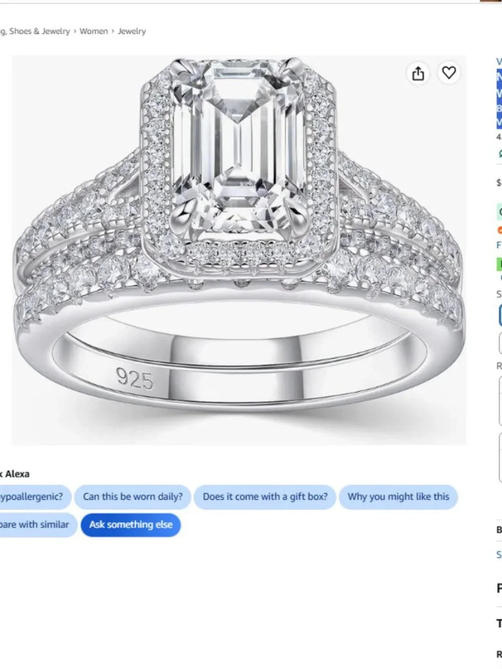 Moissanite Wedding Sets for Women Oval Emerald Pear Shape - NWT - 8